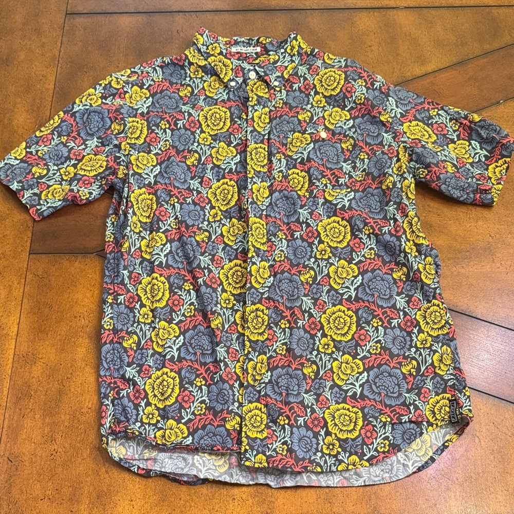 Ezekiel Men's Casual Floral Shirt - Red, Yellow, Gray